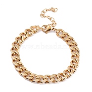 Vacuum Plating 304 Stainless Steel Curb Chains Anklets, with Lobster Claw Clasps, Golden, 9-1/4 inch(23.5cm)(AJEW-I295-03G)
