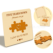 Wooden Commemorative Cards, Square, Jigsaw, 130x130x4mm(WOOD-WH0040-002)