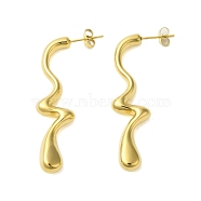 Ion Plating(IP) 304 Stainless Steel Stud Earrings, Real 18K Gold Plated, Line Charm, 50x13x5mm(EJEW-H009-01G-08)