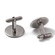 304 Stainless Steel Cuff Buttons, Cufflink Findings for Apparel Accessories, Antique Silver, Tray: 20mm, 19x22x22mm(STAS-L262-39H-P)
