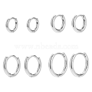 Elite 4Pairs 4 Styles Brass Huggie Hoop Earrings, Real Platinum Plated, 9.5~14.5x10.5~15.5x1.7~2mm, 1 Pair/style(EJEW-PH0001-28P)