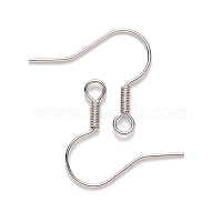 304 Stainless Steel Earring Hooks, Ear Wire, with Horizontal Loop, Stainless Steel Color, 18x19mm, Hole: 2mm, Pin: 0.7mm