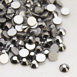 Glass Flat Back Rhinestone, Grade A, Back Plated, Faceted, Half Round, Hematite, 6.3~6.5mm, about 288pcs/bag(RGLA-C002-SS30-566)