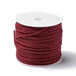 Cotton Braid Thread, with Spool, Round, Indian Red, 1.2mm, about 21.87 Yards(20m)/Roll(OCOR-B003-01A-05)