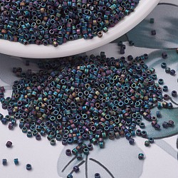 MIYUKI Delica Beads, Cylinder, Japanese Seed Beads, 11/0, (DB0871) Matte Black AB, 1.3x1.6mm, Hole: 0.8mm, about 2000pcs/10g(X-SEED-J020-DB0871)
