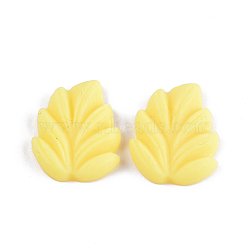 Resin Cabochons, Leaf, Yellow, 18x15x3mm(CRES-T010-24A)