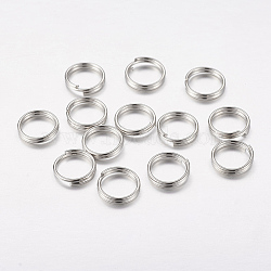 Iron Split Rings, Double Loops Jump Rings, Cadmium Free & Lead Free, Platinum, 8x1.4mm, about 6.6mm inner diameter, about 7000pcs/1000g(JRD8mm)