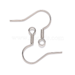 304 Stainless Steel Earring Hooks, Ear Wire, with Horizontal Loop, Stainless Steel Color, 17~19x19mm, Hole: 2mm, Pin: 0.7mm(X-STAS-S111-002)
