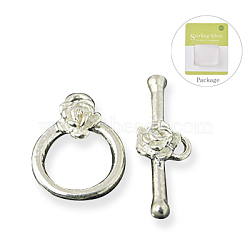 Sterling Silver Toggle Clasps, Ring: 15x11mm, Bar: 19x8mm, Hole: 2mm(X-STER-A008-55)
