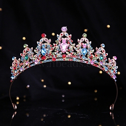 Children's Alloy Rhinestone Crown Hair Bands, Hair Accessories for Woman Girls, Golden, 130mm(PW-WGC6E7E-02)