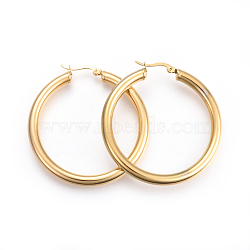 201 Stainless Steel Big Hoop Earrings, with 304 Stainless Steel Pin, Hypoallergenic Earrings, Ring Shape, Golden, 52x50x5mm, 4 Gauge, Pin: 1mm(EJEW-A052-19F-G)