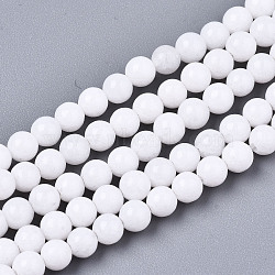 Natural White Jade Beads Strands, Round, White, 4mm, Hole: 0.5mm, about 91~95pcs/strand, 14.57 inch~15.35 inch(37~39cm)(G-S359-242B)