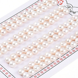 Grade 3A Natural Cultured Freshwater Pearl Beads, Half Drilled, Half Round Beads, Creamy White, 6~6.5x4.5~5mm, Hole: 0.9~1mm(PEAR-N018-3A-6065A)