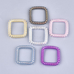 Plastic Telephone Cord Elastic Hair Ties, Ponytail Holder, Square, Mixed Color, 41~43x41~43x6mm(OHAR-T006-24A)