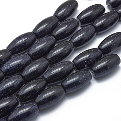 Synthetic Blue Goldstone Beads Strands, Oval, 26~27x14~15mm, Hole: 1.4mm, about 15pcs/strand, 15.3 inch(39cm)(G-G793-14A-02)