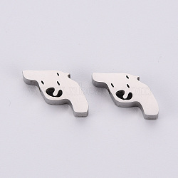 Non-Tarnish 304 Stainless Steel Beads, Laser Cut, Pistol, Stainless Steel Color, 10x14x3mm, Hole: 1.5mm(STAS-T052-36P)