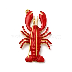 Alloy Enamel Pendants, Golden, Shrimp, 68.5x38x22mm, Hole: 2.7mm(X-FIND-I053-01G-02)