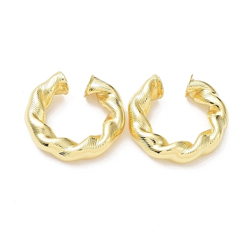 Rack Plating Brass Twist Rope Cuff Earrings for Women, Long-Lasting Plated, Lead Free & Cadmium Free, Real 18K Gold Plated, 30x7.5mm