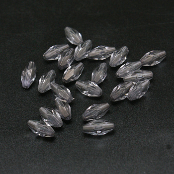 Transparent Acrylic Beads, Faceted, Rice, Gray, 11x5mm, Hole: 1.5mm, about 2750pcs/500g