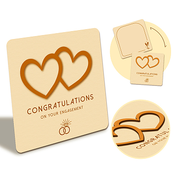 Wooden Commemorative Cards, Square, Heart, 130x130x4mm