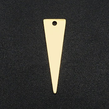 201 Stainless Steel Pendants, Laser Cut, Triangle, Real 18K Gold Plated, 25x7x1mm, Hole: 1.6mm