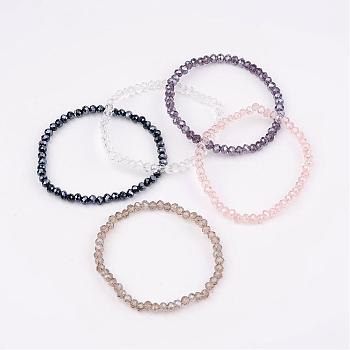 Glass Beaded Stretch Bracelets, Mixed Color, 46mm