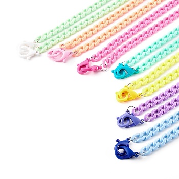 7Pcs 7 Colors Personalized Acrylic Curb Chain Necklace Sets, Eyeglass Chains, Handbag Chains, with  Plastic Lobster Claw Clasps, Mixed Color, 24 inch(61cm), 1pc/color