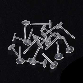 Plastic Stud Earring Findings, Flat Round, Clear, 4.5~5mm, Pin: 0.8mm
