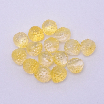 Handmade Lampwork Beads, Half-hole, Strawberry, Yellow, 15x13mm, Hole: 1mm, Half-hole