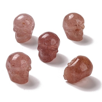 Natural Strawberry Quartz Beads, Halloween Skull, 11~11.5x8.5~9x11~11.5mm, Hole: 0.9~1mm