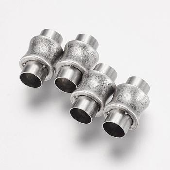 304 Stainless Steel Magnetic Clasps with Glue-in Ends, Vase, Antique Silver, 16.5x10mm, Hole: 6mm