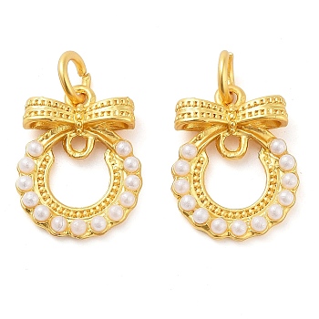 ABS Plastic Bead Alloy Pendants, with Jump Rings, Wreath, Golden, 19x14.5x4mm jump ring: 6x1mm, inner diameter: 4mm.