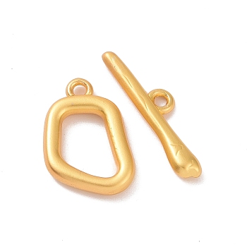 Alloy Toggle Clasps, Irregular Shape, Matte Gold Color, Ring: 17x12x2.5mm, Bar: 6x21.5x2mm, Hole: 1.4mm