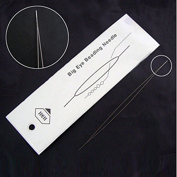 Iron Collapsible Big Eye Beading Needles, Seed Bead Needle, Beading Embroidery Needles for Jewelry Making, 57x0.3mm, Platinum, 57x0.3mm
