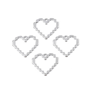 201 Stainless Steel Pendants, Heart, Stainless Steel Color, 22x25x1.5mm, Hole: 2mm