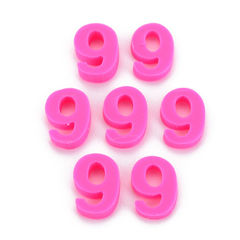 Handmade Polymer Clay Cabochons, Num.9, Hot Pink, 9~11x4.5~7.5x1~3mm, about 9000pcs/1000g