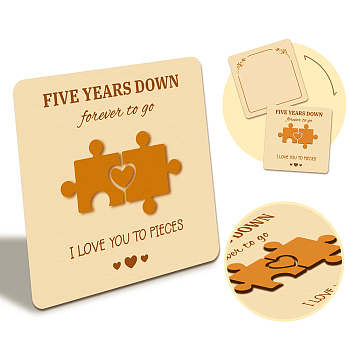 Wooden Commemorative Cards, Square, Jigsaw, 130x130x4mm