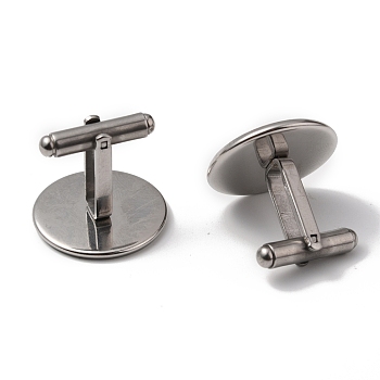 304 Stainless Steel Cuff Buttons, Cufflink Findings for Apparel Accessories, Antique Silver, Tray: 20mm, 19x22x22mm