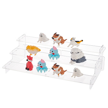 3-Tier Acrylic Model Toy Assembled Organizer Holders, Action Figure Rectangle Display Risers, Clear, Finish Product: 30x14.5x9cm, about 6pcs/set