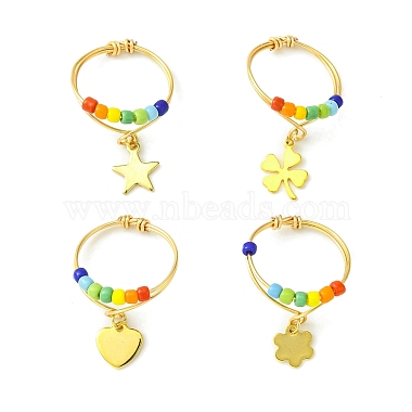 Mixed Color Mixed Shapes Glass Finger Rings