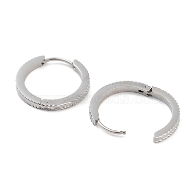 Tarnish Resistant 304 Stainless Steel Textured Huggie Hoop Earrings for Women(EJEW-C096-35C)-2