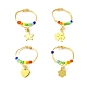 4Pcs 4 Styles Rainbow Color Glass Seed Braided Bead Finger Rings Set with Charms(RJEW-TA00084)-1