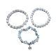 Natural Aquamarine Beads Stretch Bracelet Set for Men Women Girl Gift(BJEW-JB06709)-1