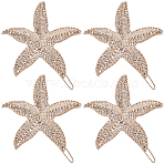 10Pcs Zinc Alloy Hair Barrettes, Starfish, Light Gold, 53x60x7mm(PHAR-SP0001-25)