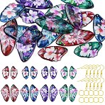 DIY Dangle Earring Making Kits, including Transparent Epoxy Resin Wing Pendants, Iron Open Jump Rings & Earring Hooks, Mixed Color, 39~39.5x19.5x2.5mm, Hole: 1.2mm(DIY-YW0016-22D)
