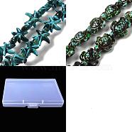 4 Strands 2 Styles Synthetic Turquoise Dyed Beads Strands, Fuel Injection Effect, Starfish & Sea Turtle, Light Sea Green, 13.5~18x14~15x5~7mm, Hole: 1.5~1.6mm, 2 strands/style(G-AR0005-81)