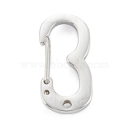 304 Stainless Steel Keychain Clasp Findings, Stainless Steel Color, Num.3, 23x11x5.5mm(STAS-C024-28P)