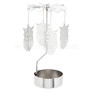 Stainless Steel Spinning Rotary Candle Holder Stand, Rotating Carousel Tea Light Holder, for Wedding Christmas Party Decoration, Owl, 10.5x14cm(DIY-WH0304-976A)