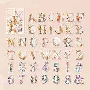 80Pcs Flower Letter PET Waterproof Self-Adhesive Stickers, Letter A~Z and Number 0~9, for DIY Album Scrapbook, Greeting Card, Background Paper, PeachPuff, 50x50mm(PW-WG95555-01)