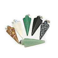 Natural & Synthetic Mixed Stone Pendants, with Stainless Steel Snap On Bails, Arrowhead, Stainless Steel Color, 44~45x17x7mm, Hole: 6x2.5mm(G-S293-11)